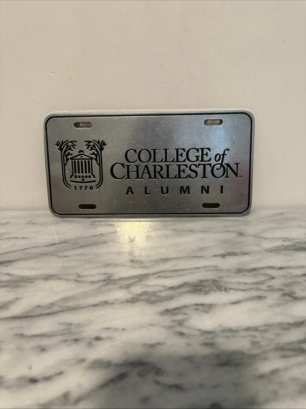 Alumni Silver License Plate Accent college of Charleston NC pewter